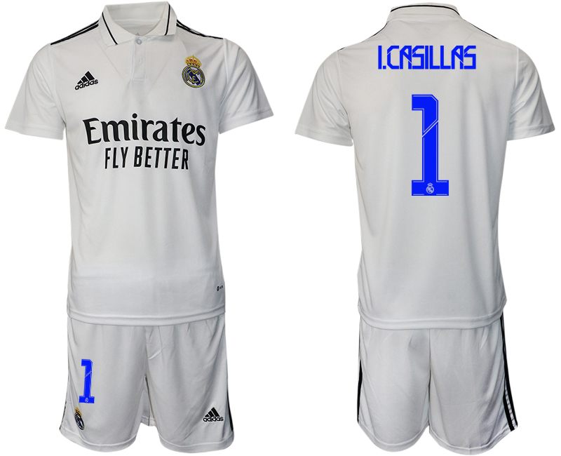 Men 2022-2023 Club Real Madrid home white #1 Adidas Soccer Jerseys